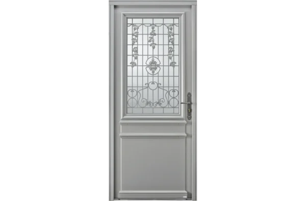 Porte avec grille décorative à motifs